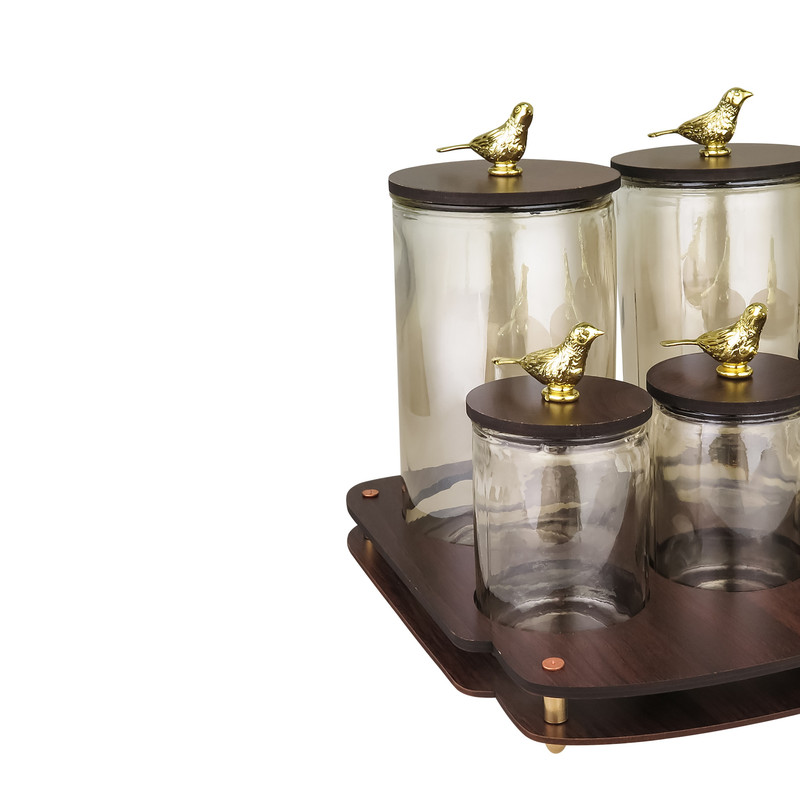 ست پاسماوری 5 پارچه طرح گنجشک کد 15800 به همراه استند