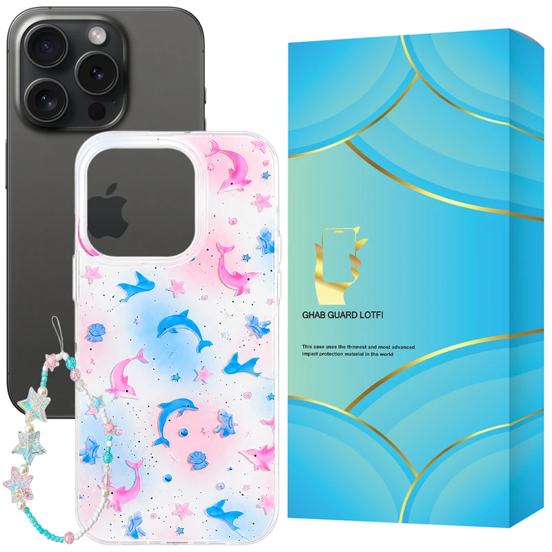 کاور قاب گارد لطفی مدل DOLPHIN مناسب برای گوشی موبایل اپل iPhone 15 Pro به همراه بند آویز
