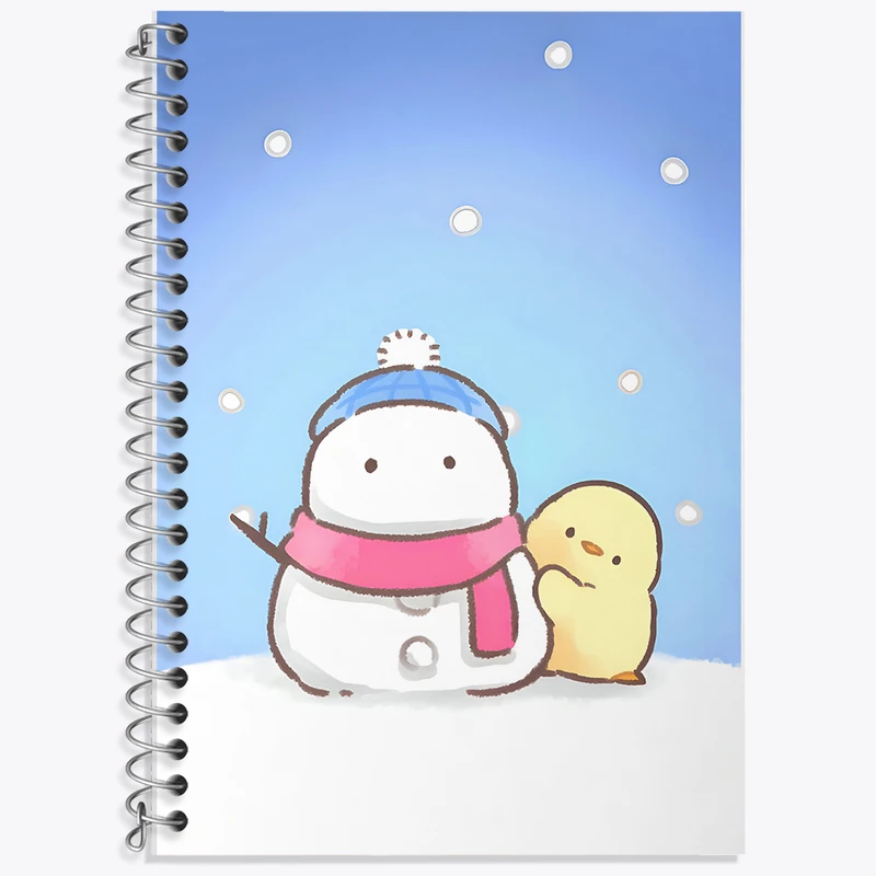 دفتر زبان 50 برگ خندالو مدل دو خط طرح آدم برفی و جوجه کیوت کد N5245