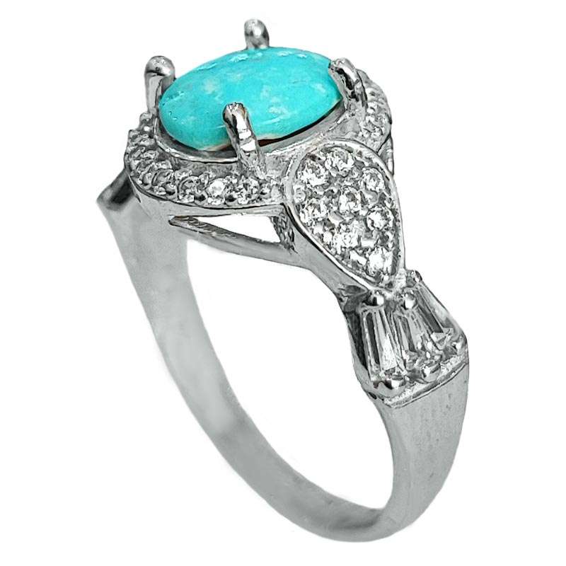 انگشتر نقره زنانه مدل فیروزه نیشابور FW3063