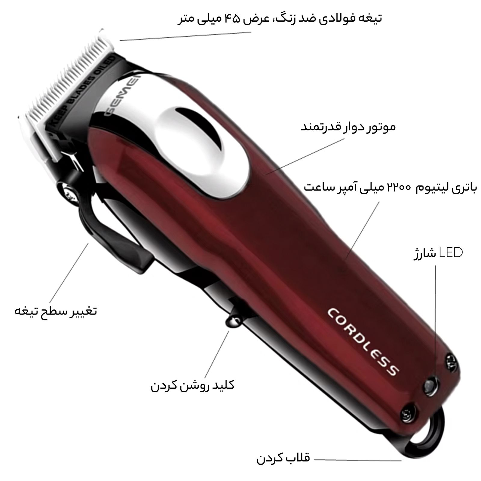 ماشین اصلاح موی سر جیمی کد gm-805 -  - 11
