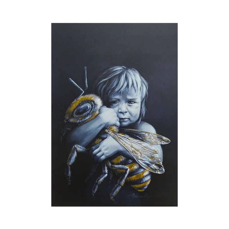 پوستر مدل نقاشی طرح کودک و زنبور کد 17