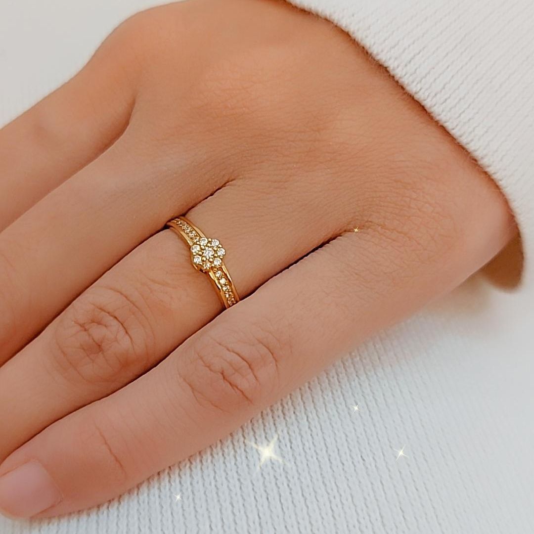 انگشتر طلا 18 عیار زنانه مدل فلاور P0085 - - 2