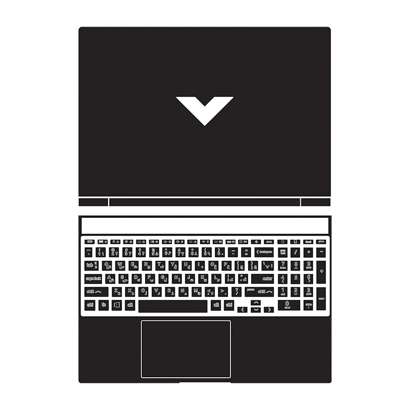 استیکر لپ تاپ توییجین و موییجین مدل Black 01 مناسب برای لپ تاپ اچ پی Victus 15-fa0031dx, fa0032dx به همراه برچسب حروف فارسی کیبورد
