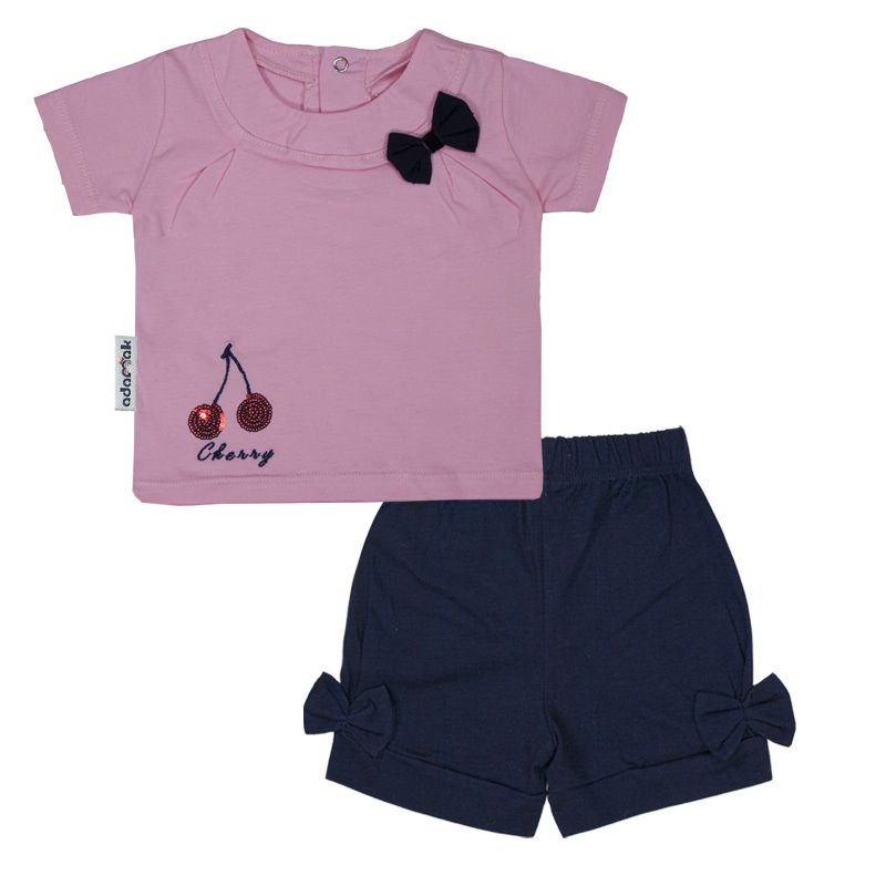 ست تی شرت و شلوارک نوزادی آدمک مدل گیلاس کد 160601