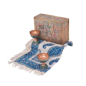 ست آجیل خوری و پارچه قلمکار مدل ترنم کد H107 بسته 3 عددی
