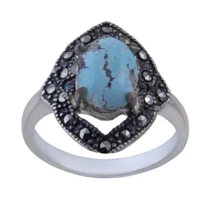 انگشتر نقره زنانه بازرگانی میلادی مدل فیروزه کد Aw_149