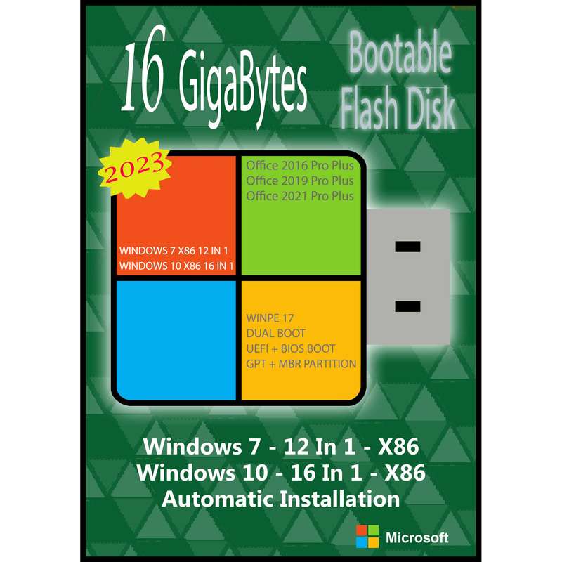 سیستم عامل Windows 7 10 AIO 28In2 X86 2023 - Office 2016-19-21 Pro Plus نشر مایکروسافت