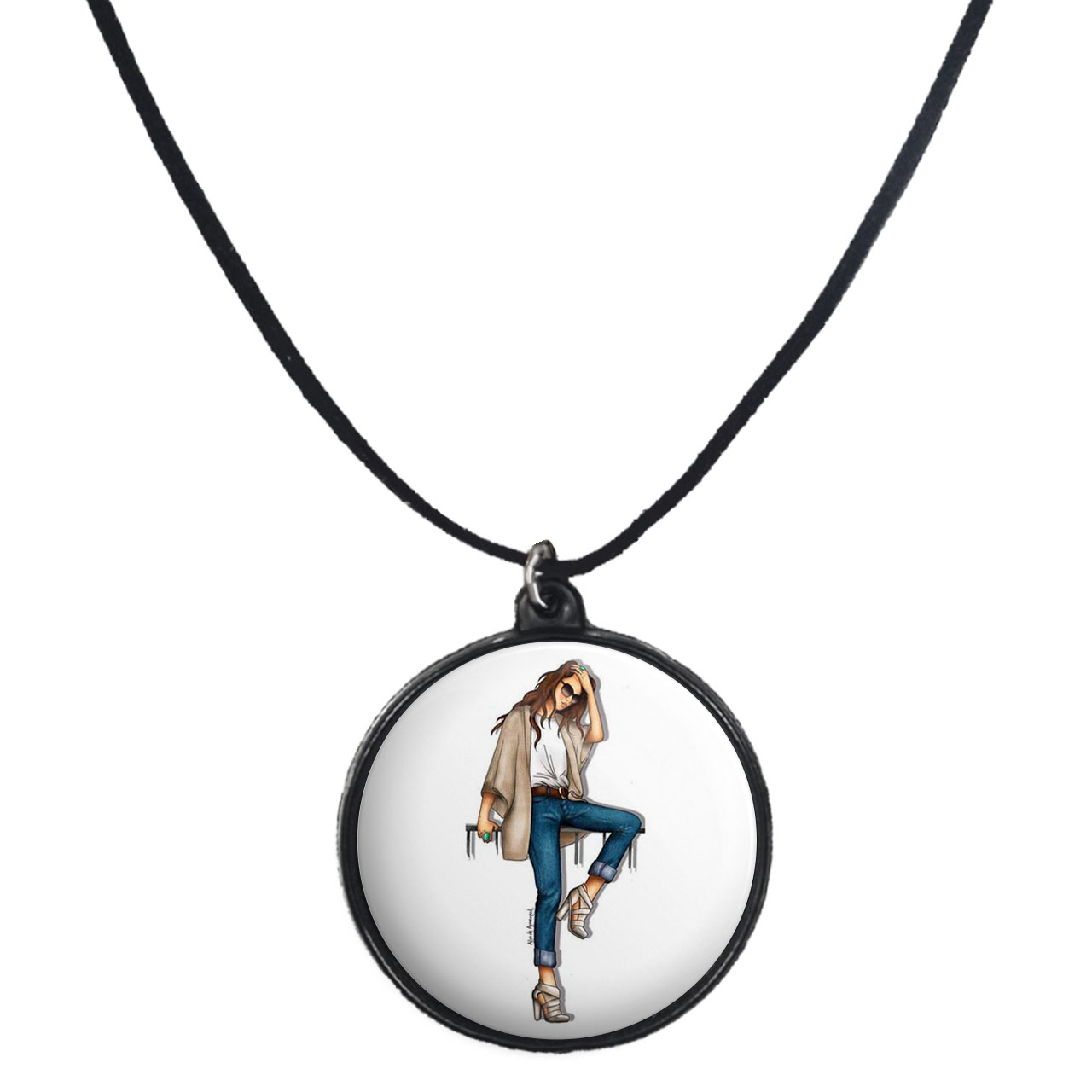 گردنبند پرمانه طرح دخترونه کد pmb.4670 مدل دو طرفه