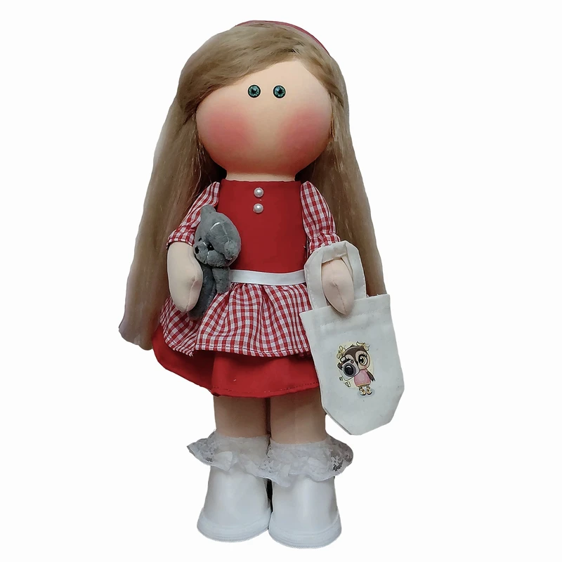 عروسک روسی مدل دختر چشم رنگی طرح خرسی کد dg_5 ارتفاع 30 سانتی متر