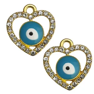 آویز گردنبند مدل چشم و نظر قلب نگین دار AG 433 مجموعه 2 عددی