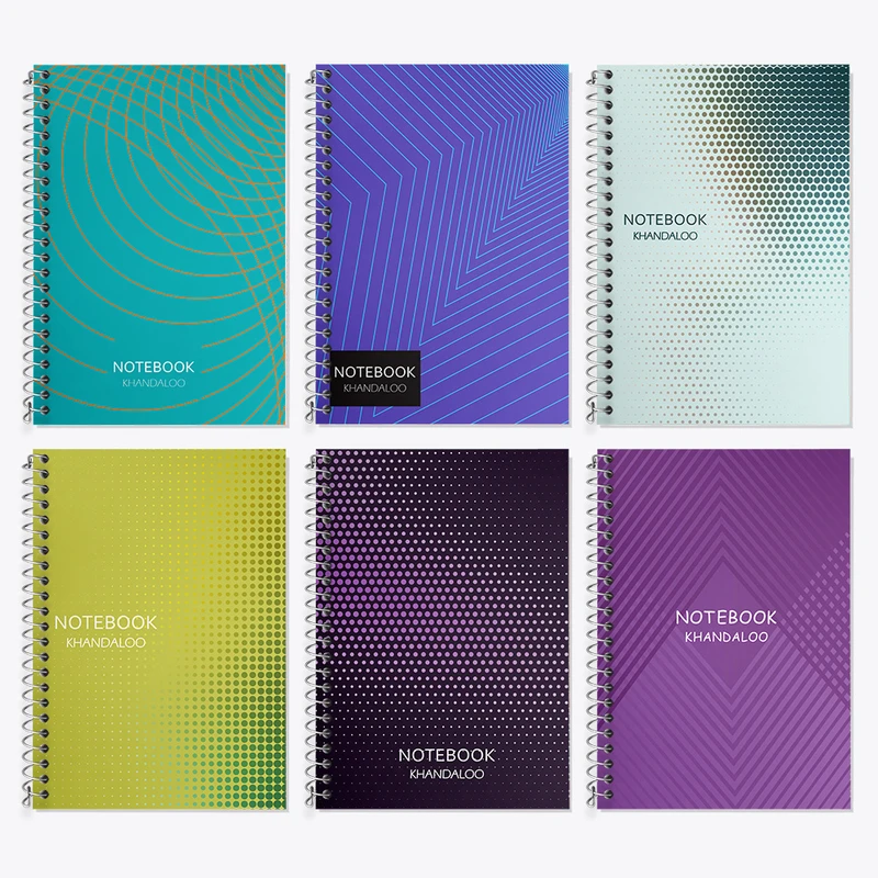 دفتر زبان 50 برگ خندالو مدل دو خط طرح مدرن کد 4 مجموعه 6 عددی