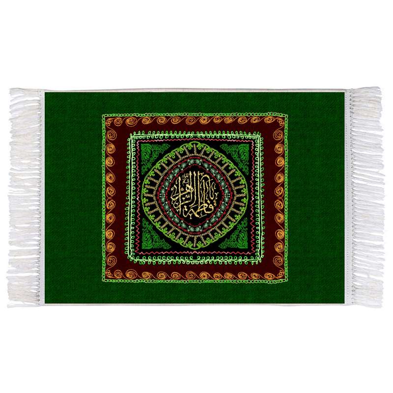 فرش ماشینی دیوارکوب اطلس آبی مدل فاطمه زهرا کد T4474
