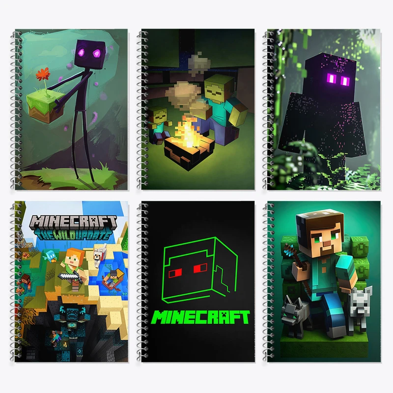 دفتر زبان 50 برگ خندالو مدل دو خط طرح ماینکرفت (Minecraft) کد 576 مجموعه 6 عددی