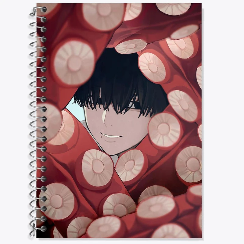 دفتر زبان 50 برگ خندالو مدل دو خط طرح یوشیدا انیمه مرد اره ای Chainsaw Man کد 17975