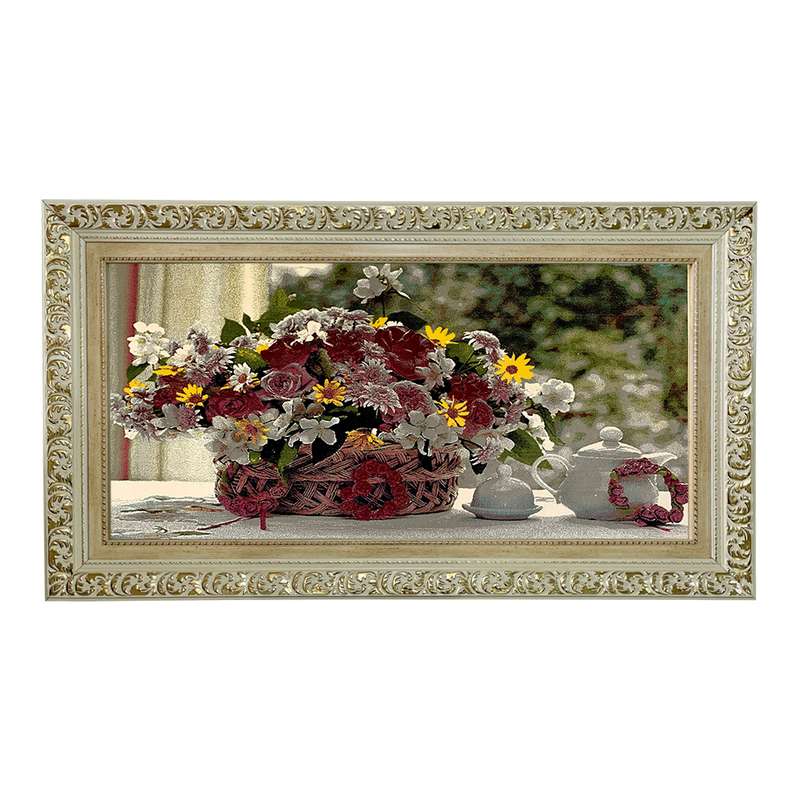 تابلو فرش ماشینی مدل دستبافت طرح سبد گل کد 7619