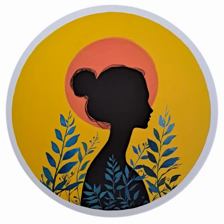 بشقاب دیوارکوب سفالی طرح دختر