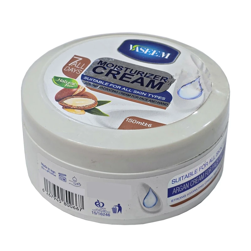 کرم آبرسان دست، صورت وسیم مدل آرگان مناسب برای انواع پوست حجم 150 میلی‌لیتر