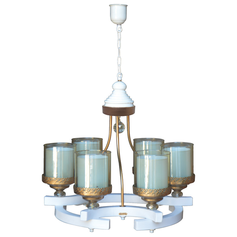 لوستر شش شعله چوبین کد 22/6