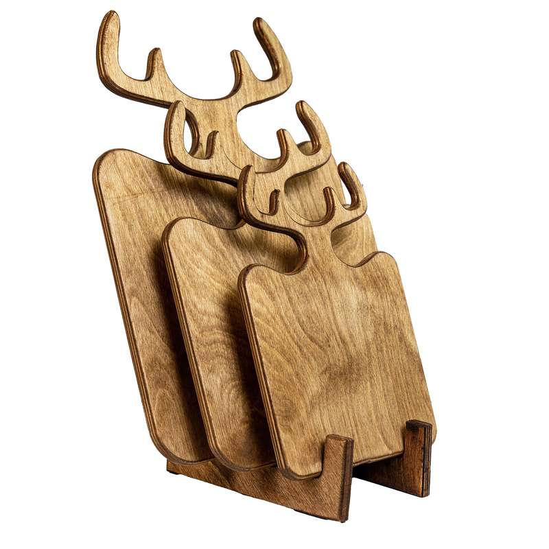 تخته گوشت مدل شاخ گوزنی جنس چوب طبیعی کد BP103 سه عددی