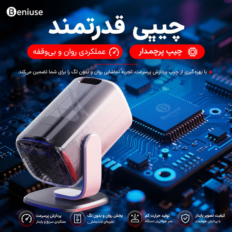ویدئو پروژکتور بنیوس مدل BE-VP17 با رزولوشن 1920x720|HD