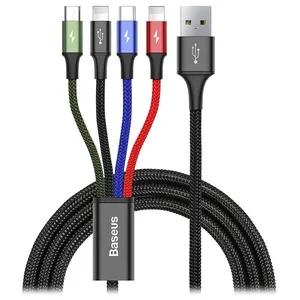 کابل تبدیل USB به لایتنینگ/USB-C/microUSB باسئوس مدل Rapid Series 4 in 1 طول 1.2 متر