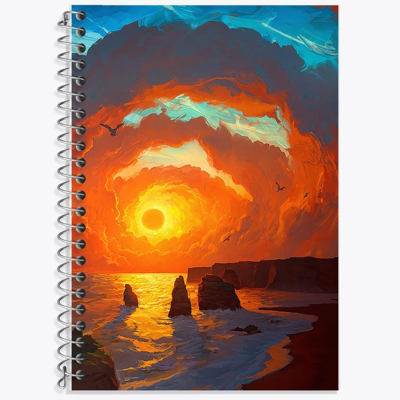 دفتر زبان 50 برگ خندالو مدل دو خط طرح غروب کد F16