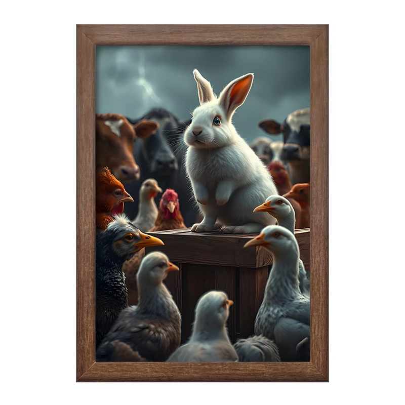 تابلو خندالو طرح خرگوش و حیوانات مزرعه کد F11667