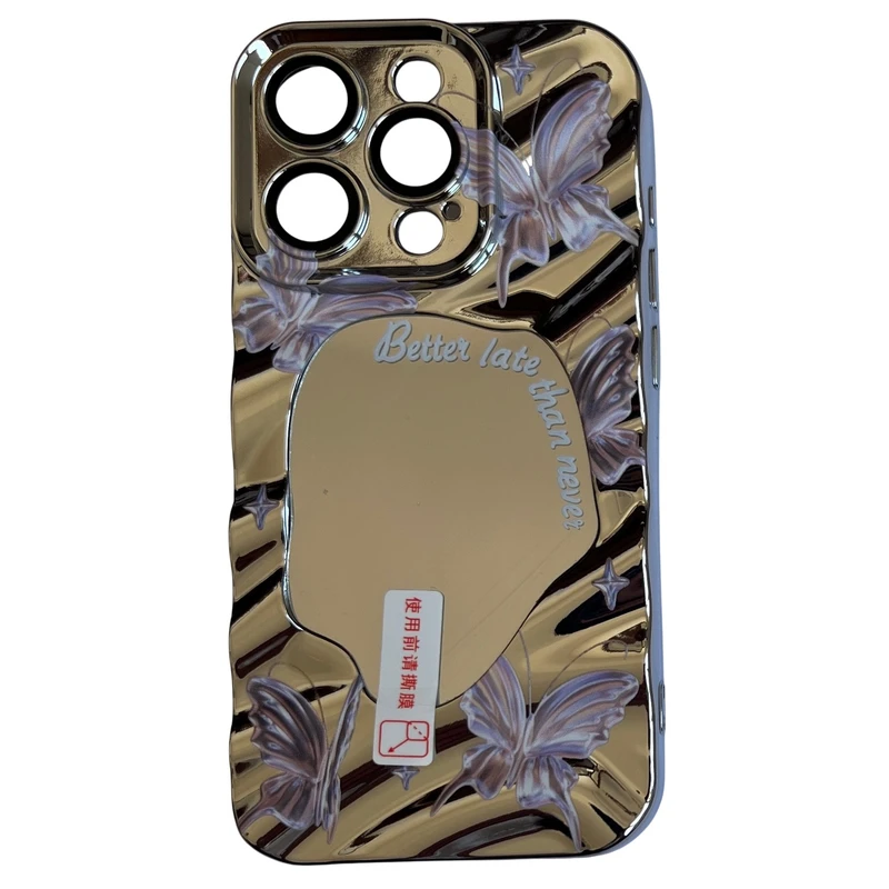 کاور مدل آینه ای طرح پروانه کد 399 مناسب برای گوشی موبایل اپل iPhone 15 Pro