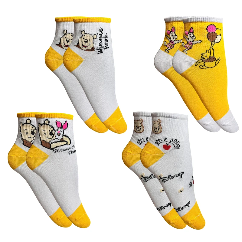 جوراب ساق کوتاه زنانه تن پوش هنگامه مدل خرسی پوو بسته 4 عددی