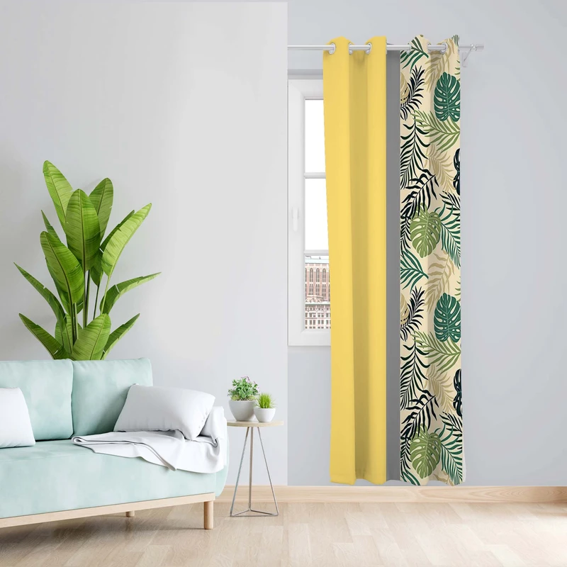 پرده طرح برگ انجیری مدل مخمل پانچی کد 1736 z سایز 140x200 سانتی متر