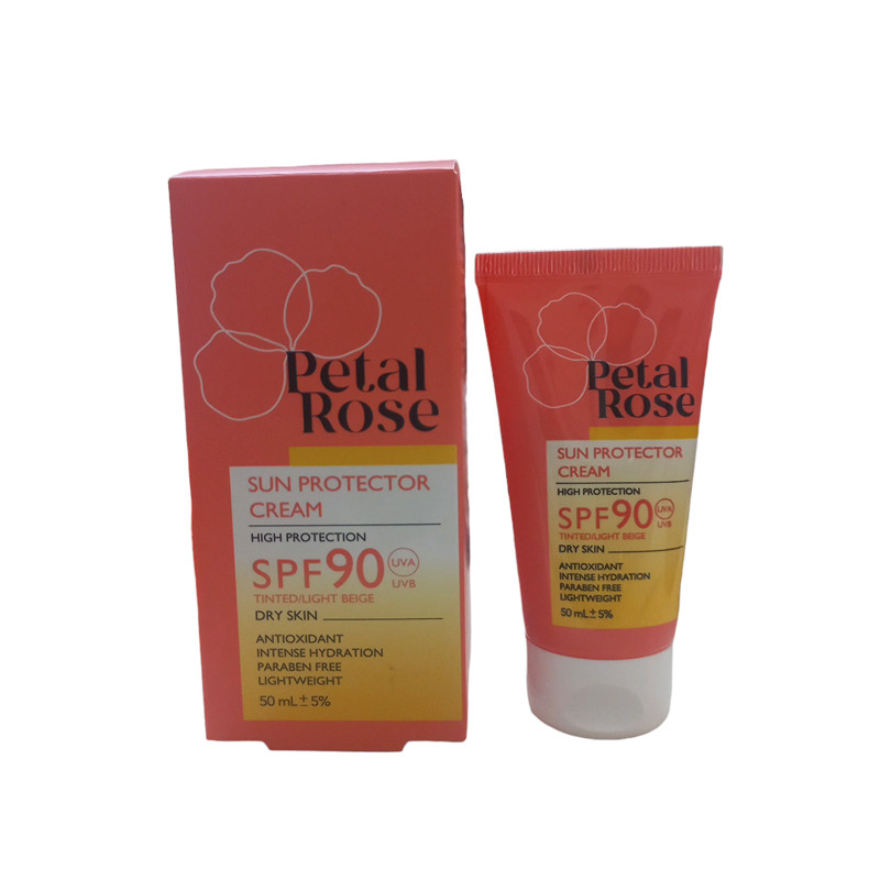 ضدآفتاب رنگی بژ روشن  SPF90  پتال رز مدل High Protection مناسب پوست خشک حجم 50 میلی لیتر