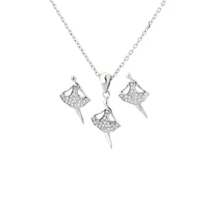 نیم ست نقره زنانه طرح بالرین مدل NS-322