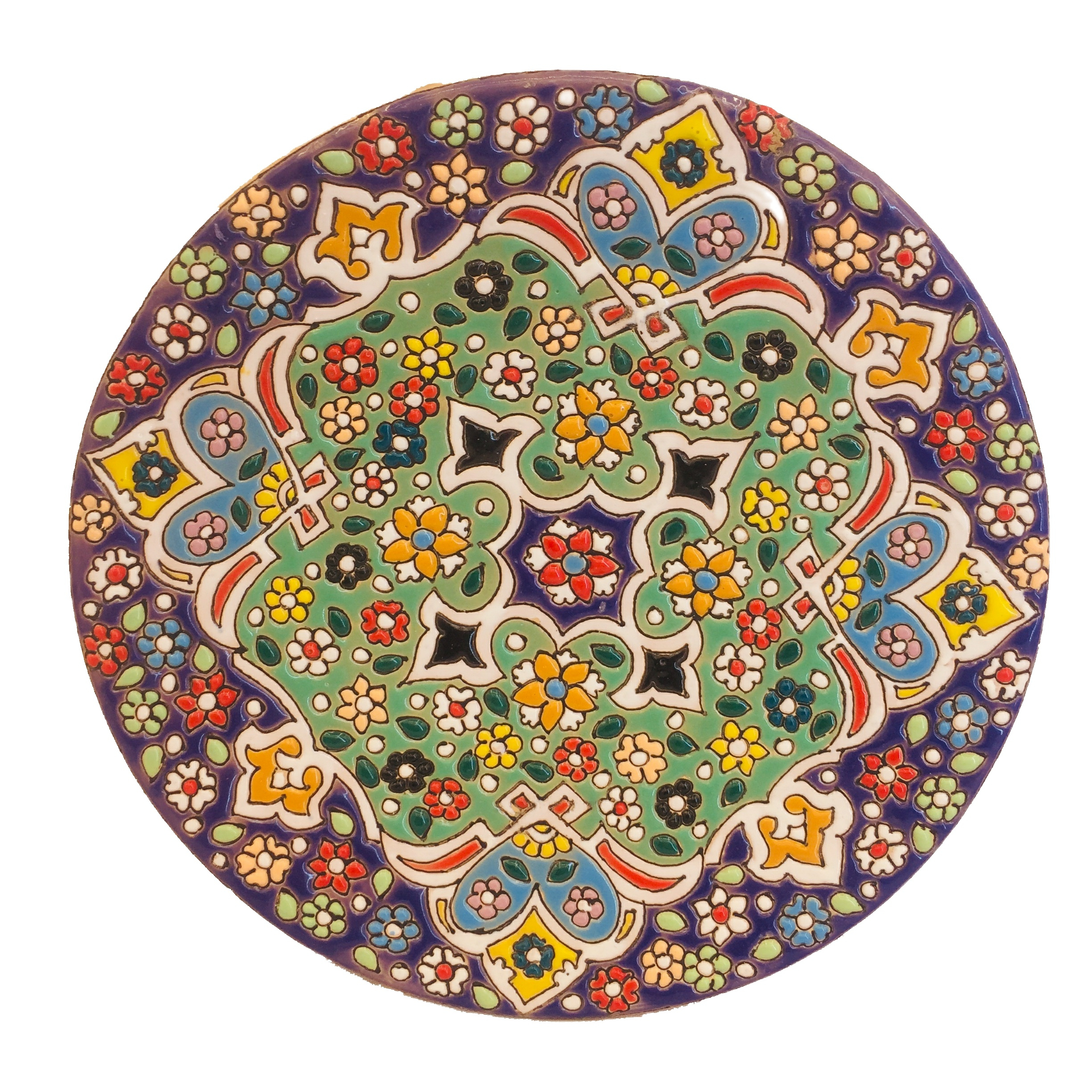 بشقاب میناکاری سفالی زمانیان کد ZMN15012