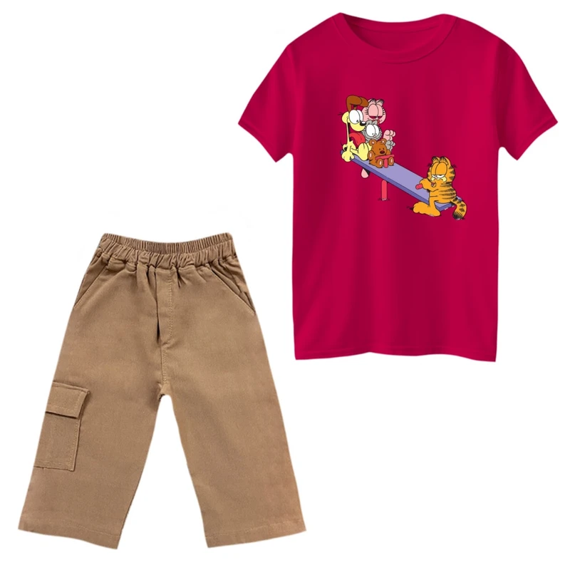 ست تی‌شرت و شلوارک پسرانه مدل گارفیلد کد 10