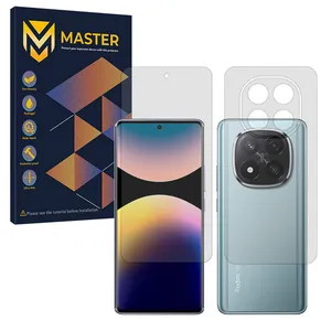Master Transparent model Resistant screen protector suitable for Xiaomi Redmi Note 14 Pro Plus 5G mobile phone along with the back of the phone