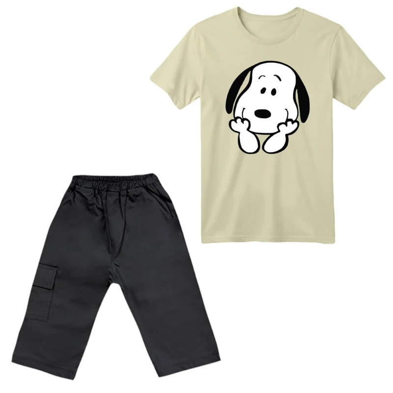 ست تی‌شرت آستین کوتاه و شلوارک پسرانه مدل اسنوپی کد ۷۰