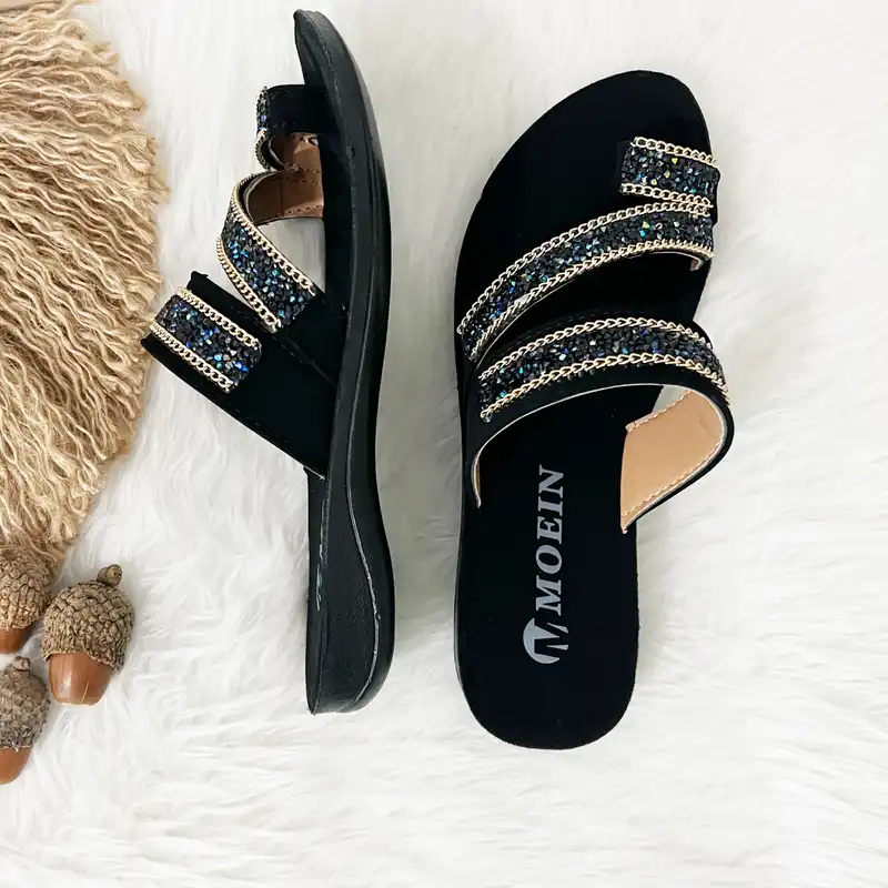 دمپایی زنانه مدل روفرشی نگین انگشتی کد 0001