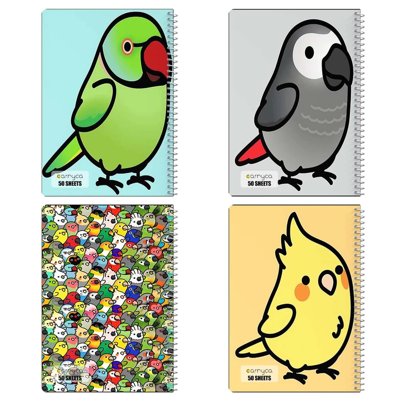 دفتر نقاشي 50 برگ کارنيکا طرح طوطی Parrot کد 19482 مجموعه 4 عددی