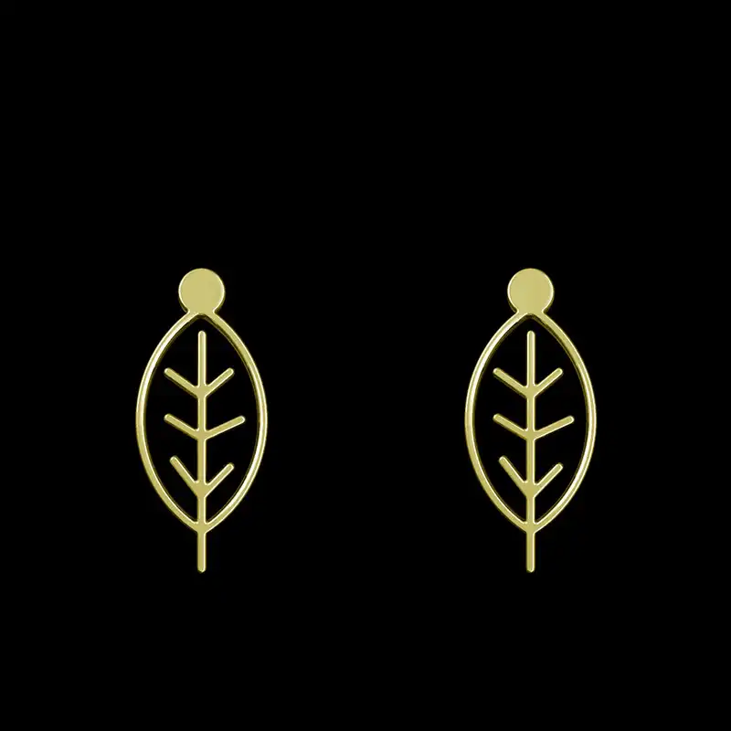 گوشواره طلا 18 عیار زنانه مدوپد مدل برگ کد GA1-15868