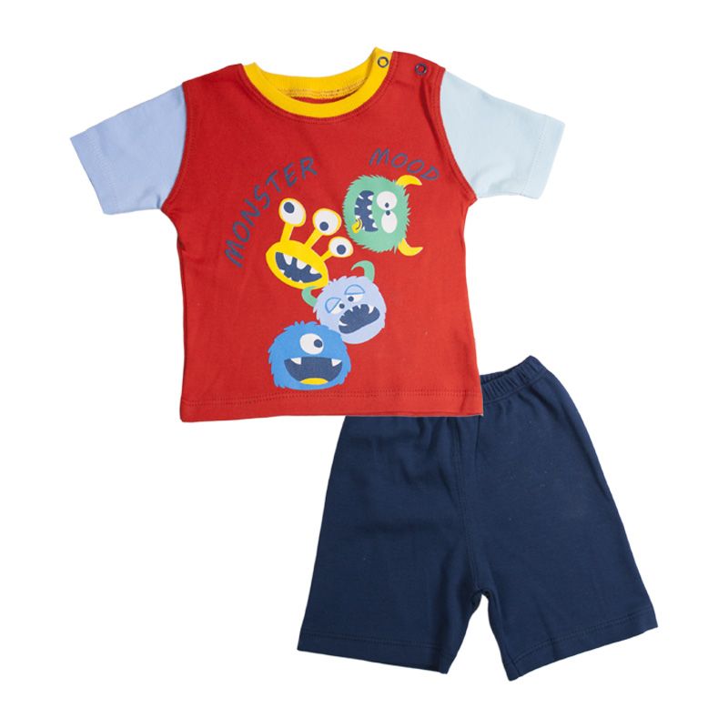 ست تی شرت و شلوارک نوزادی آدمک مدل  مانستر کد 160801 -  - 1