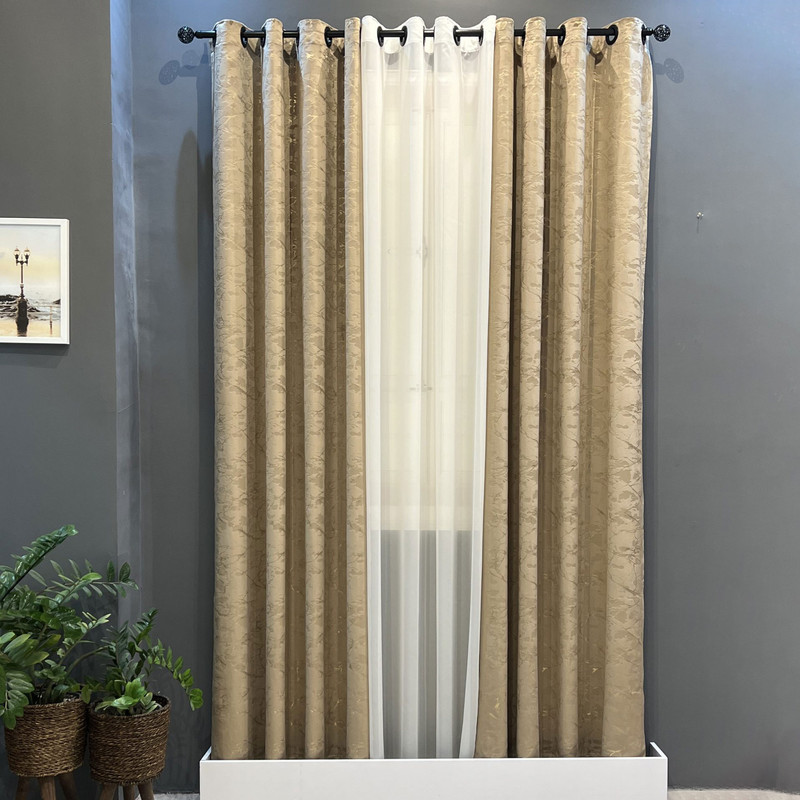 پرده مدل پانچی مخمل طلاکوب و حریر ساده کد q20 سایز 140x275 سانتی متر