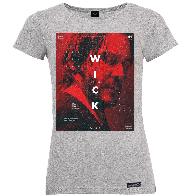 تی شرت آستین کوتاه زنانه 27 مدل John Wick Tribue RED کد MH1161