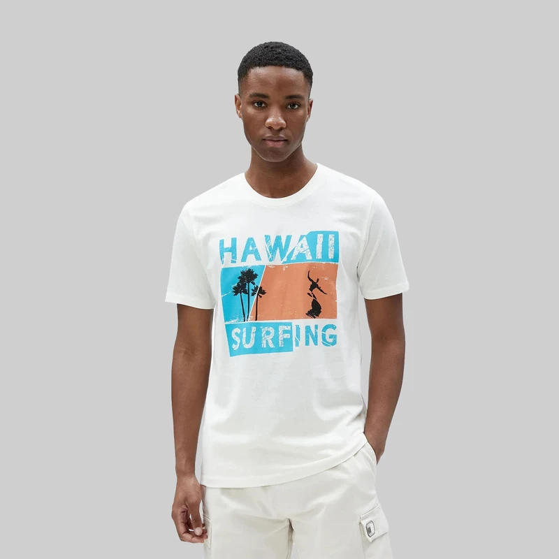 تی‌شرت آستین کوتاه یقه گرد مردانه مدل KT Hawaii 03