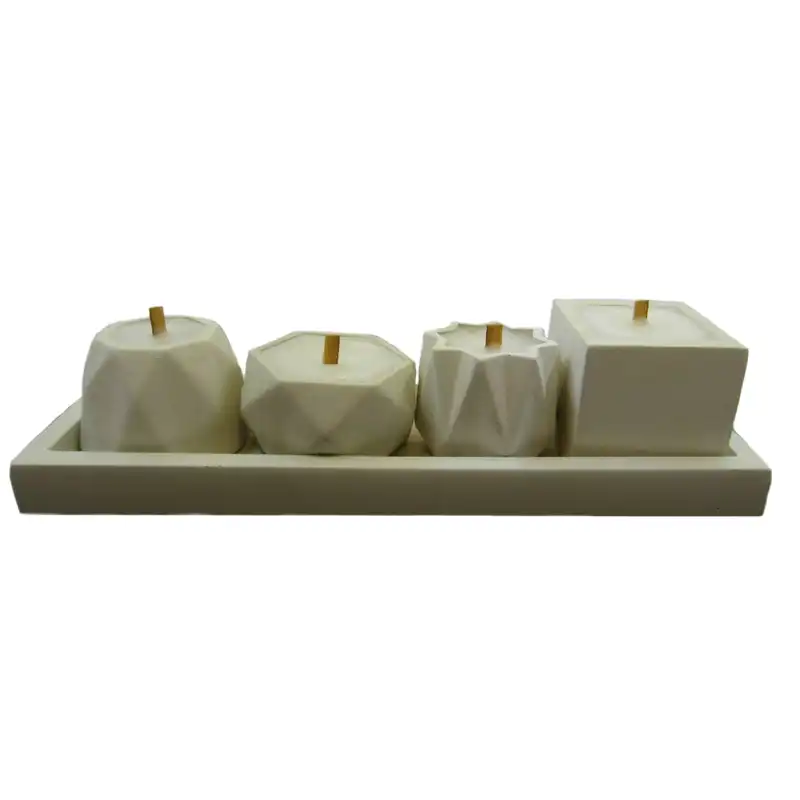 شمع دست ساز مدل 015 مجموعه 4 عددی به همراه سینی