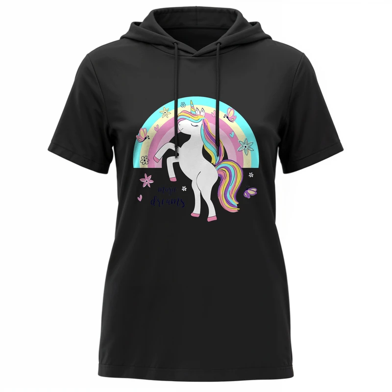 تی شرت کلاه دار آستین کوتاه زنانه مدل 14040225b