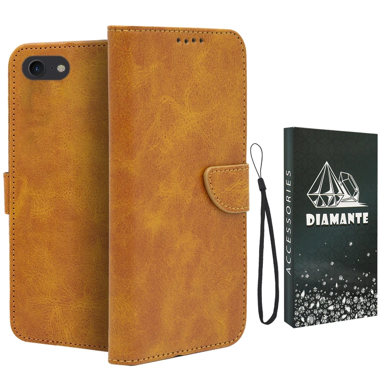 کیف کلاسوری دیامانته مدل Scusa Bk مناسب برای گوشی موبایل اپل iPhone SE 2020 به همراه بند آویز