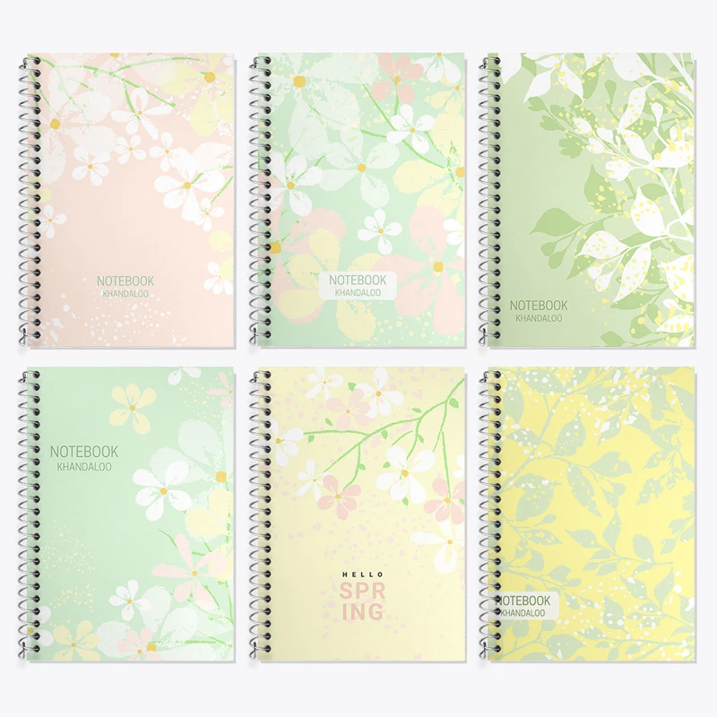 دفتر زبان 50 برگ خندالو مدل دو خط طرح گل گلی کد 47 مجموعه 6 عددی