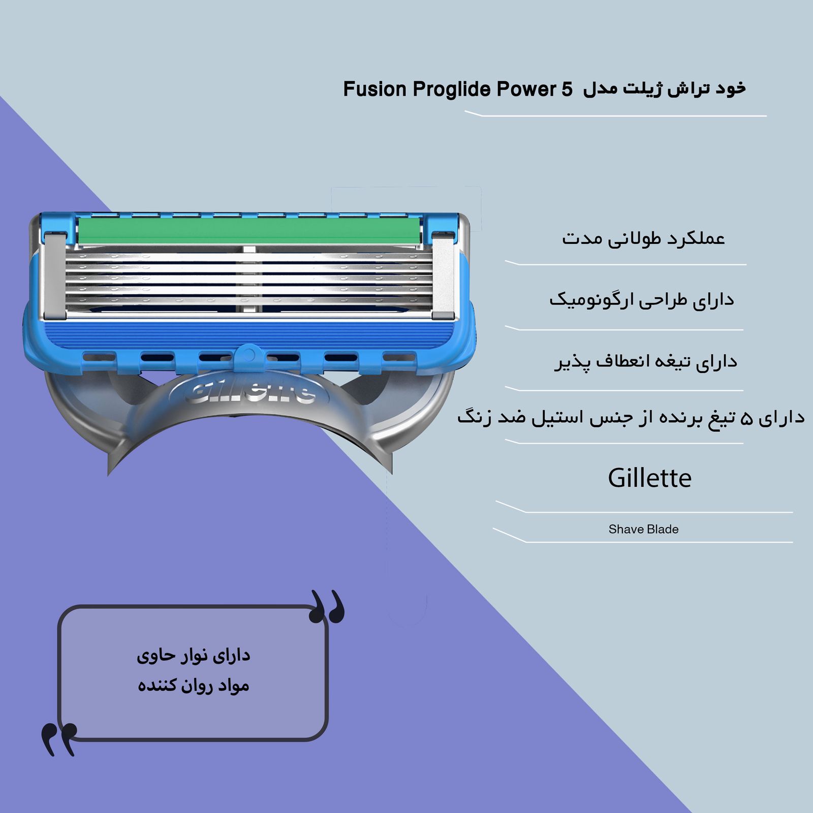تیغ یدک ژیلت مدل فیوژن پروگلاید پاور بسته 4 عددی -  - 4