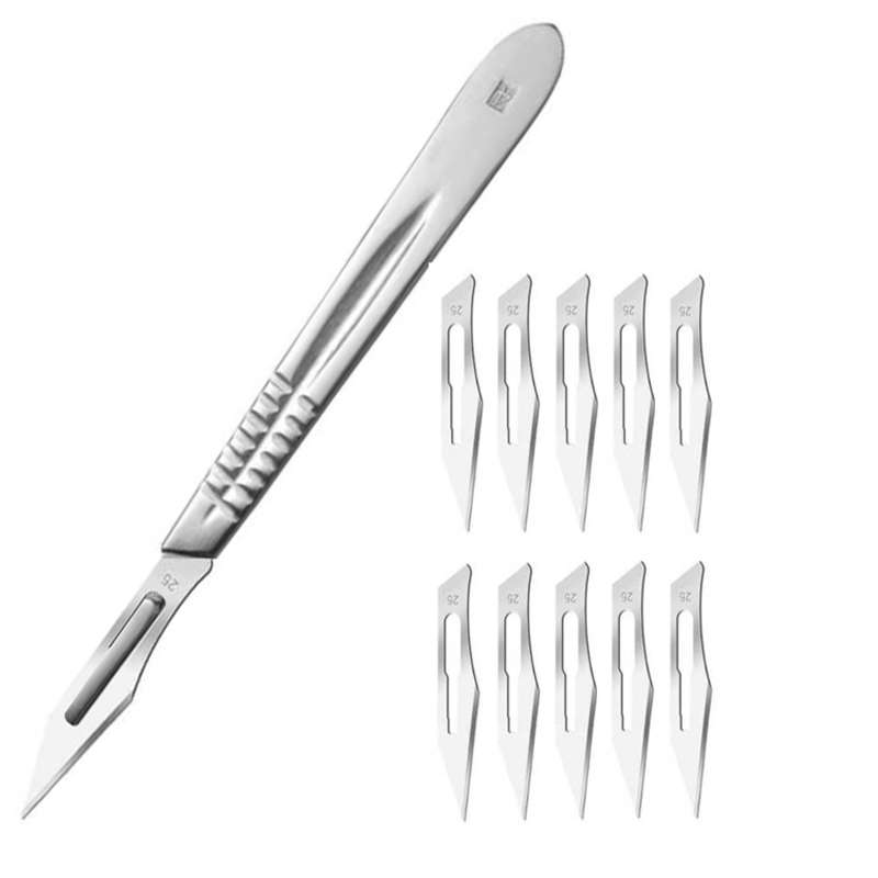 دسته تیغ جراحی مدل SRNSA شماره 4 به همراه تیغ استریل شماره 25 کد SKJMRJKWQ002369 بسته 11 عددی